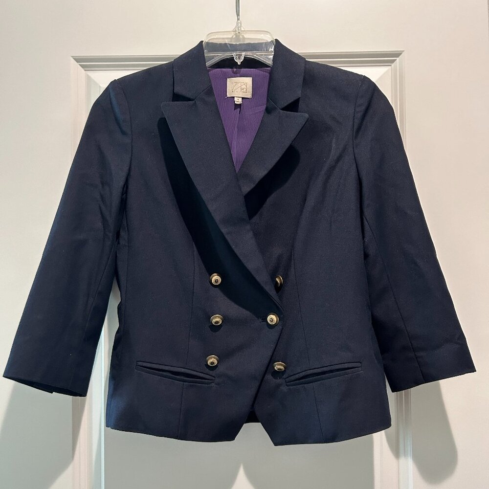 Urban Outfitters Women's Navy Blue 3/4 Sleeve Blazer in Size 0